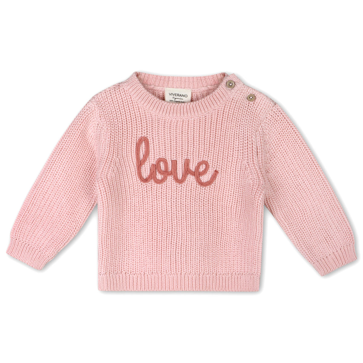 Love Embroidered Sweater Knit Baby Pullover (Organic Cotton)