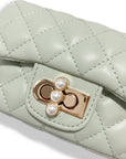 Pearl Closure Quilted Purse Black
