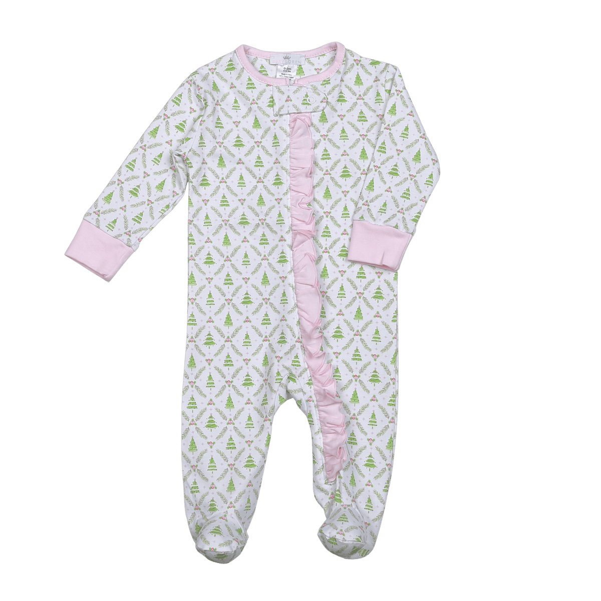 Pink Christmas Trees Pima Zipper Footie
