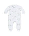 Blue Lamb Print Zipper Footie