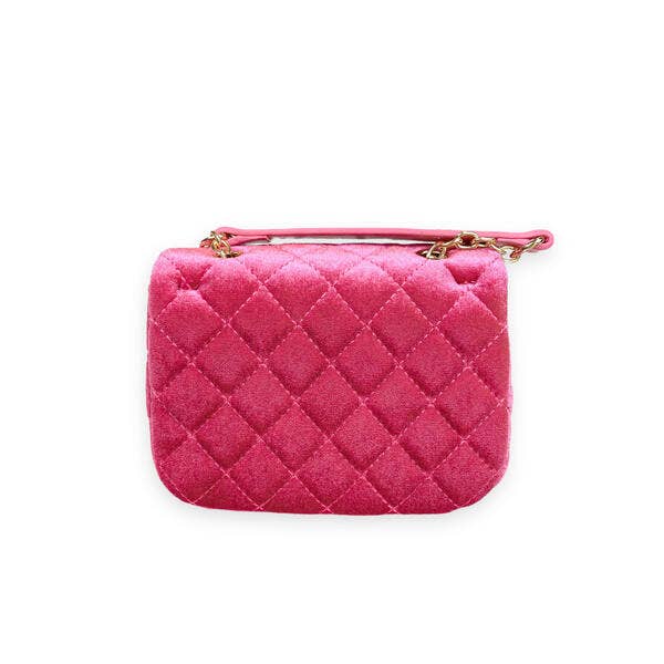 Colorful Gems Velvet Quilted Purse - Fuchsia or Green