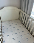 Blue Bows Cotton Gauze Crib Sheet