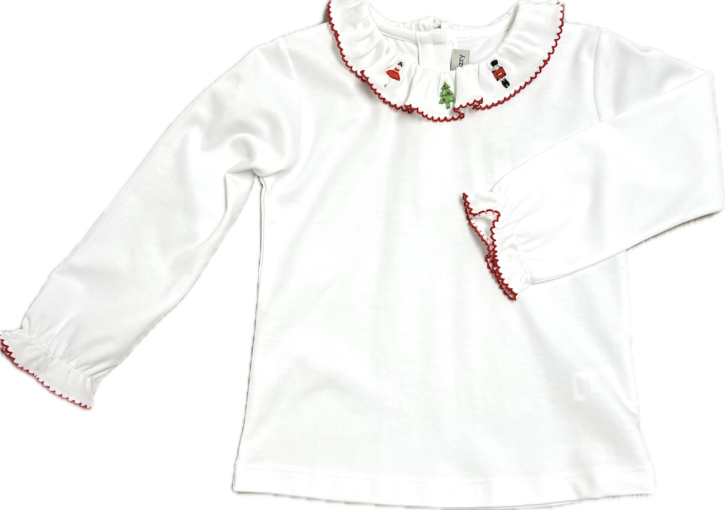 Christmas Nutcracker White Pima cotton girl nutcracker top