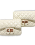 Pearl Closure Quilted Purse Black