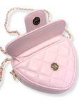 Quilted Leather Heart Purse Pink