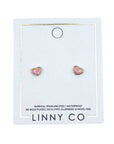 Screwback Stud Earrings - Nora Heart Pink