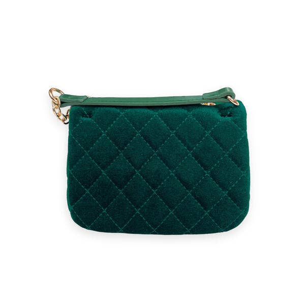Colorful Gems Velvet Quilted Purse - Fuchsia or Green
