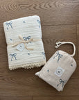 Blue Bows Cotton Gauze Crib Sheet