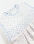 Gingham Dots Smocked Sleeveless Bubble in Light Blue