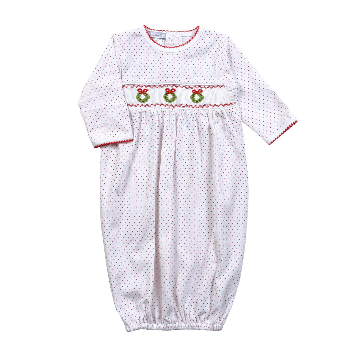 Christmas Wreath Hand Smocked Gown /Hug Me First