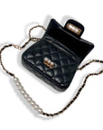 Pearl Closure Quilted Purse Black
