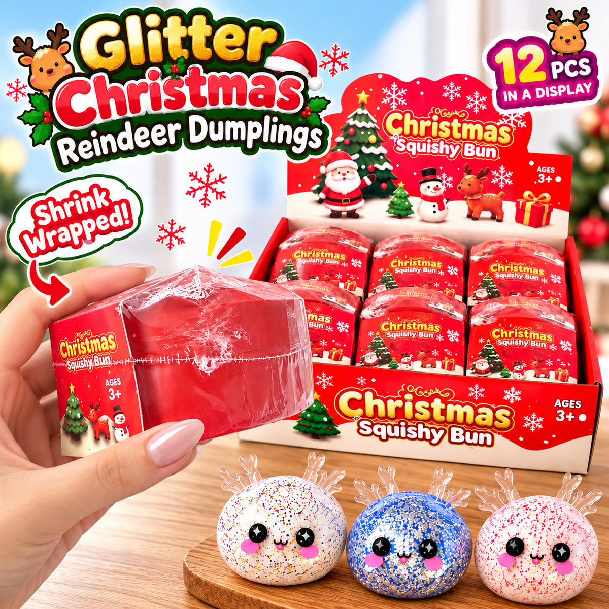 Glitter Christmas Reindeer Dumplings — Individually Wrapped