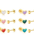 Screwback Stud Earrings - Nora Heart Purple