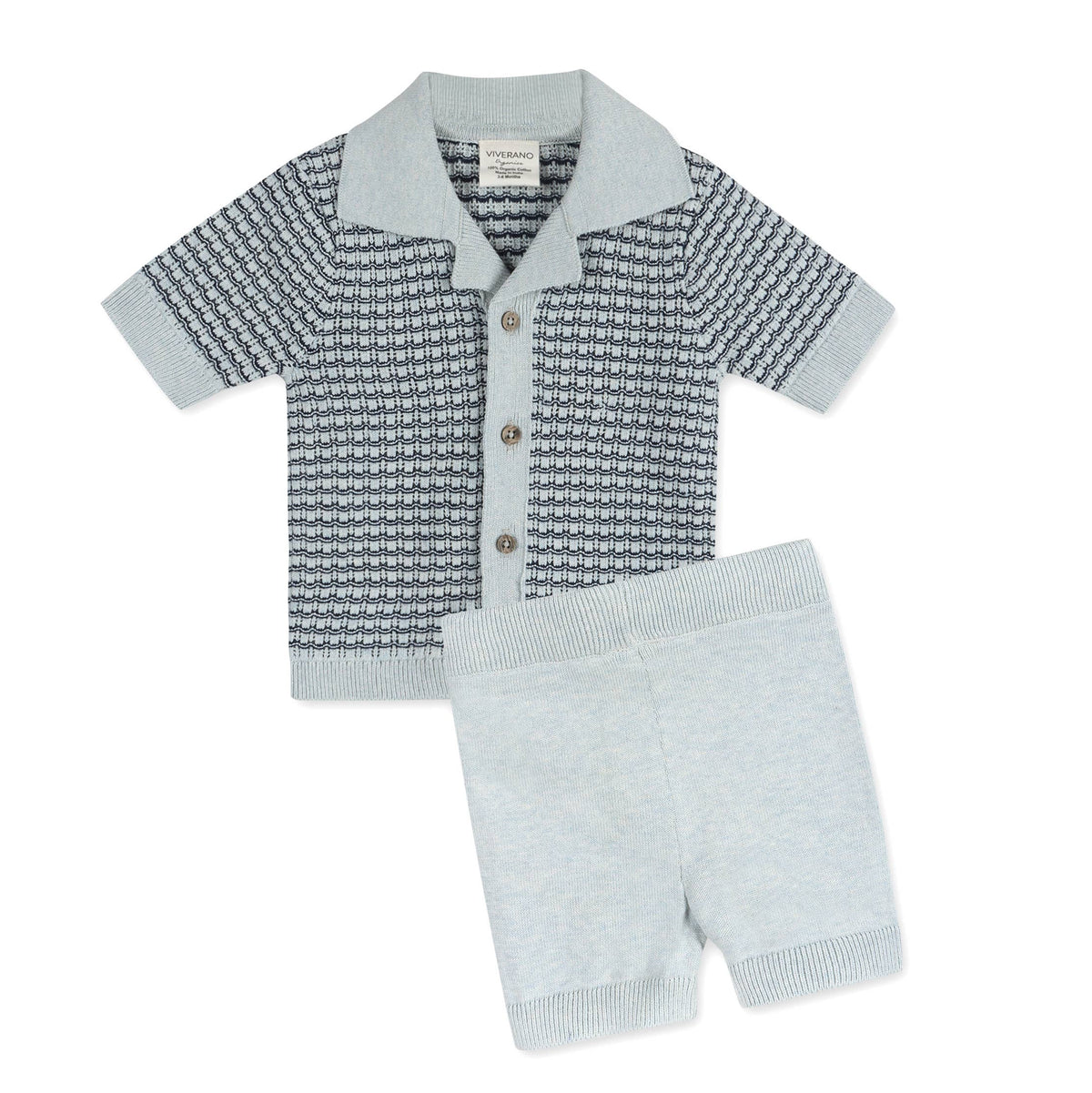 Miles Wave Textured Baby Shirt & Shorts Set (Organic Cotton)