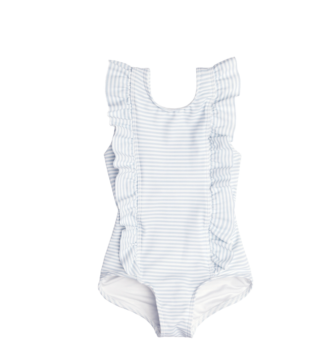 Girls Powder Blue Stripe Ruffle one piece