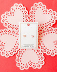 Screwback Stud Earrings - Nora Heart Pink