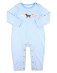 Boys Puppy Romper - Blue Stripe