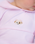 Spotted Girl Puppy Pima Playsuit | Lt Pink Mini Stripe