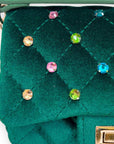 Colorful Gems Velvet Quilted Purse - Fuchsia or Green
