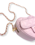 Quilted Leather Heart Purse Pink
