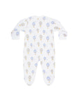 Blue Balloons Print Zipper Footie