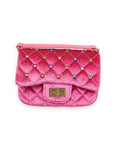 Colorful Gems Velvet Quilted Purse - Fuchsia or Green