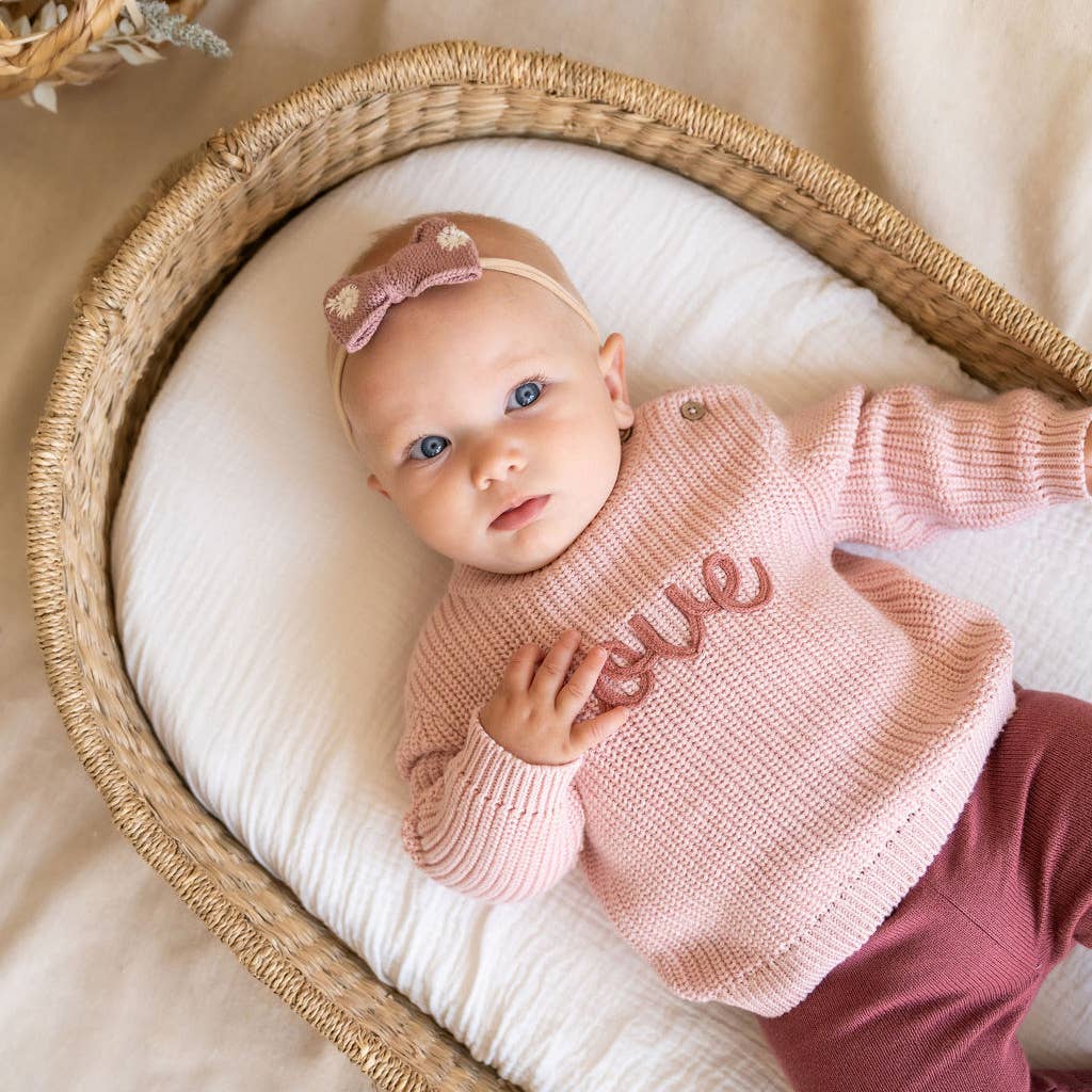 Love Embroidered Sweater Knit Baby Pullover (Organic Cotton)