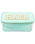 Varsity Collection Clear Hair Cosmetic Bag Chenille