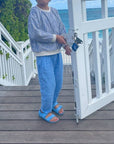 Della Blue Linen Kid Pants