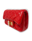 Pearl Closure Quilted Purse Black or Red