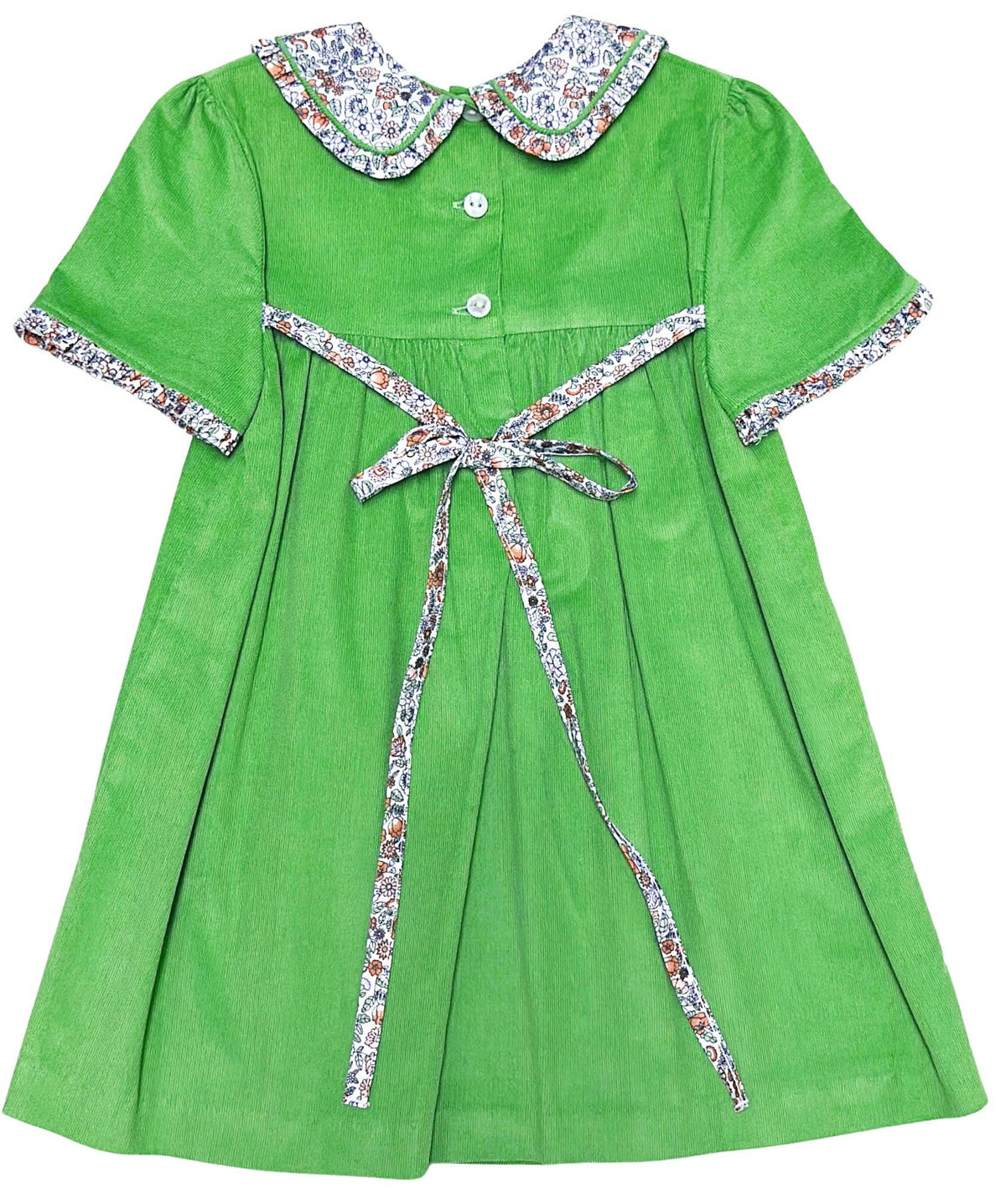 Fall Green leaf corduroy girl's dress.