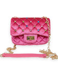 Colorful Gems Velvet Quilted Purse - Fuchsia or Green