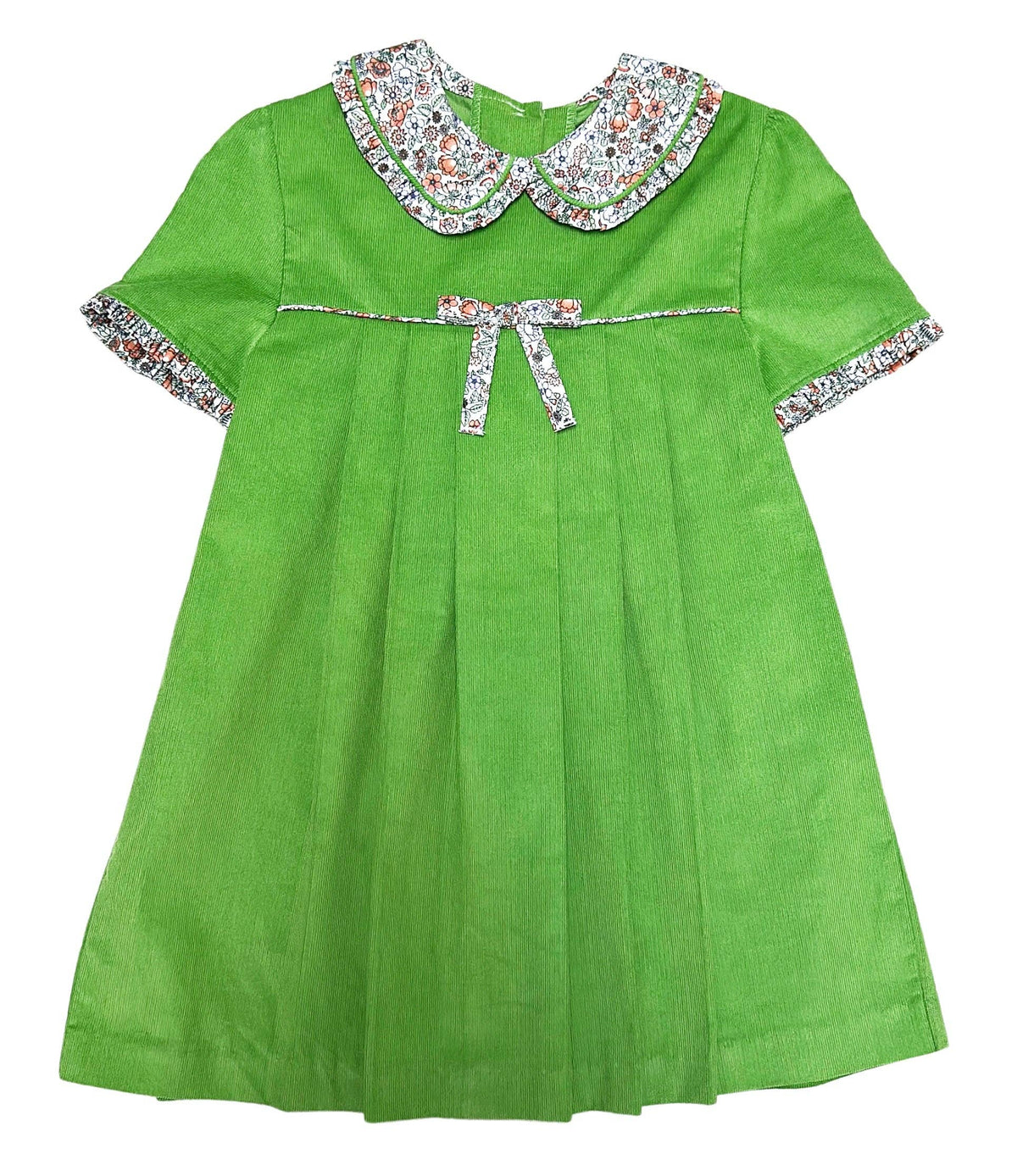 Fall Green leaf corduroy girl's dress.