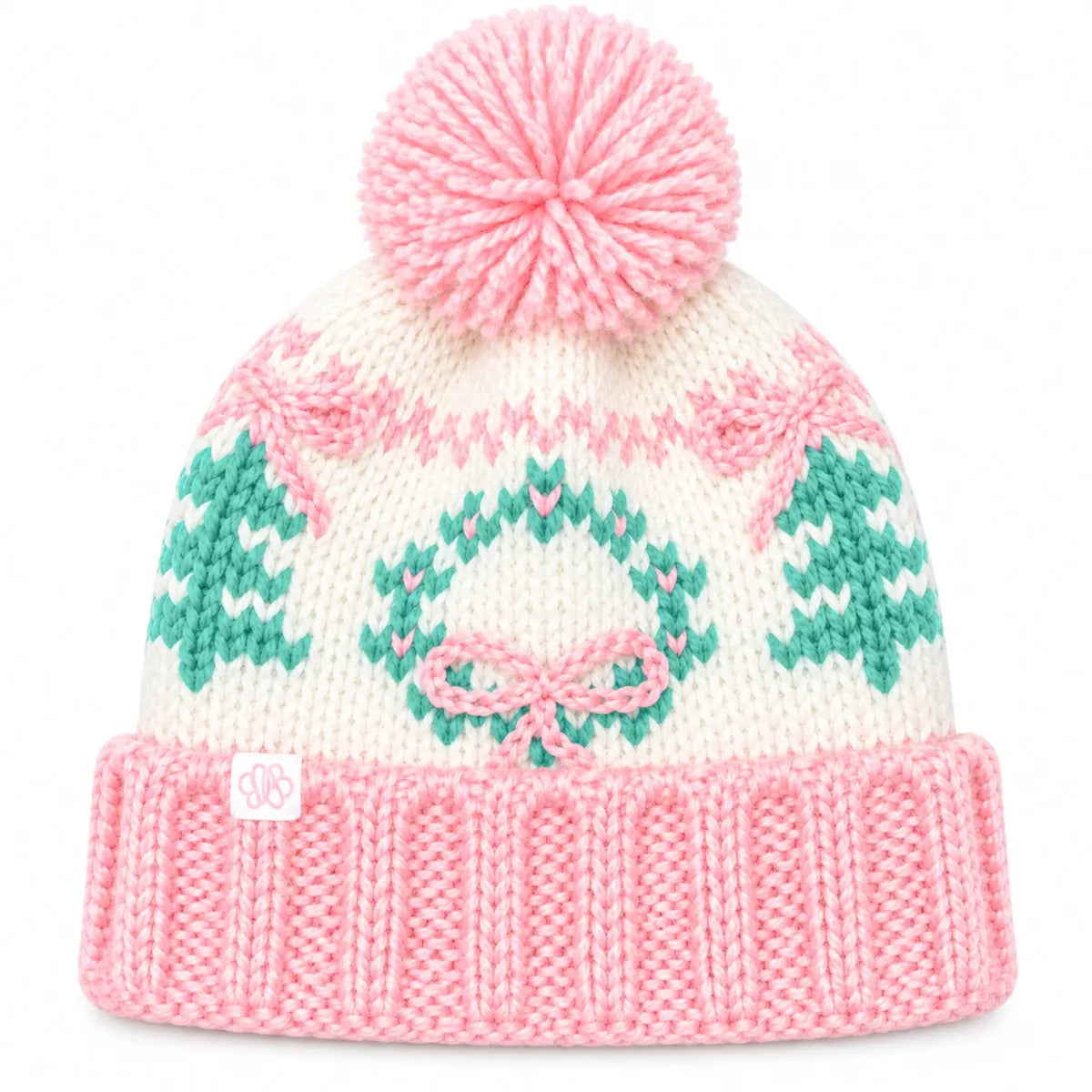 Holiday Bow Wreath Bobble Hat