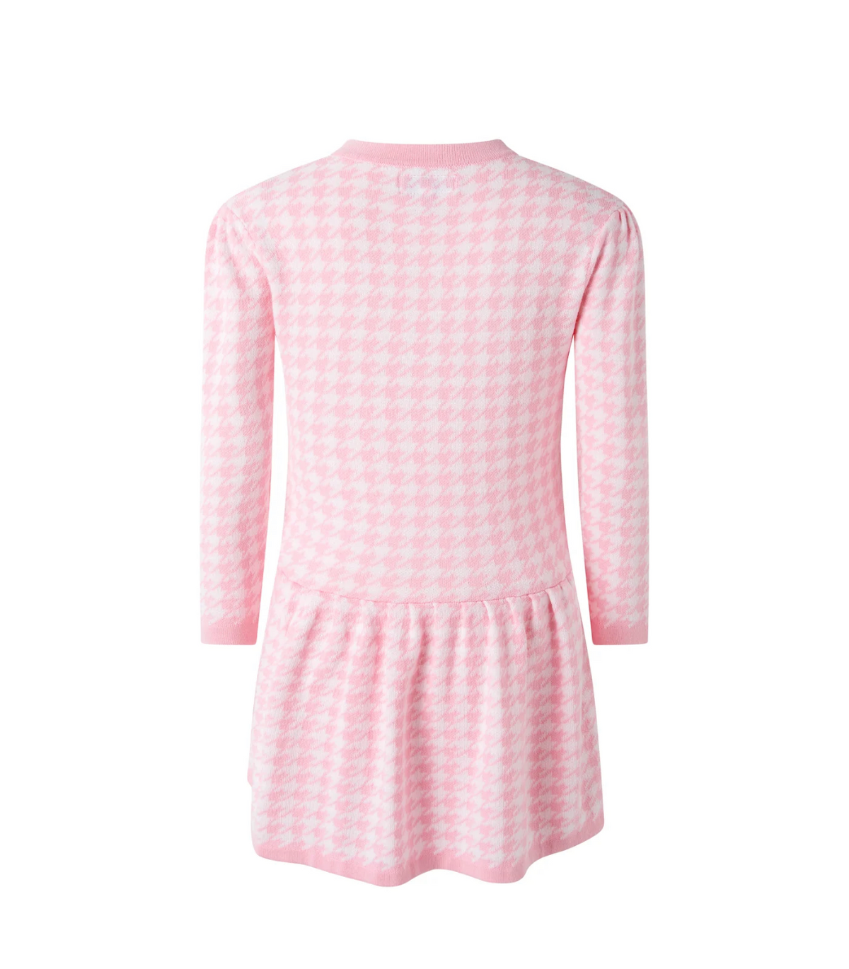 Pink Houndstooth Knit Dress