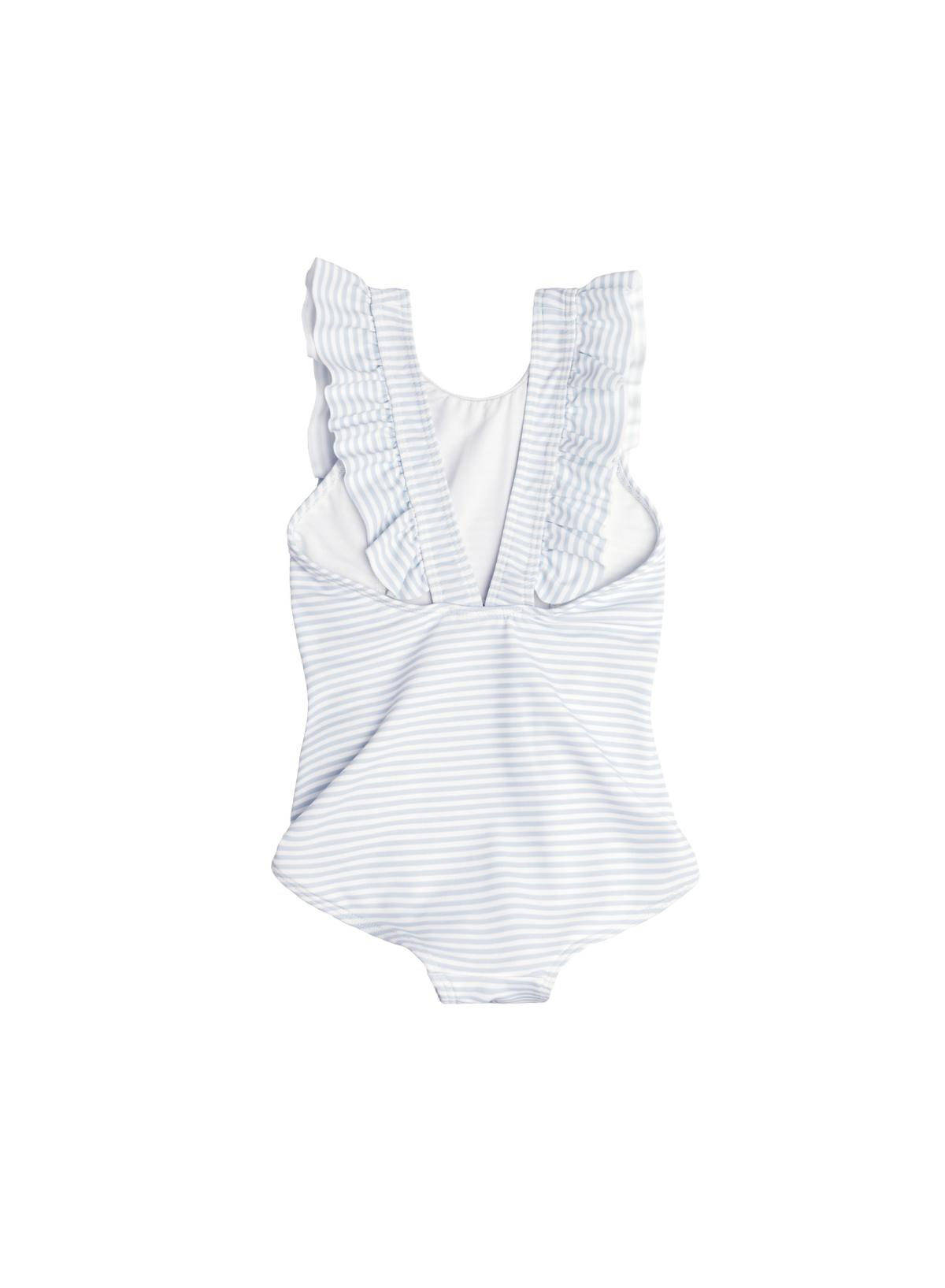 Girls Powder Blue Stripe Ruffle one piece