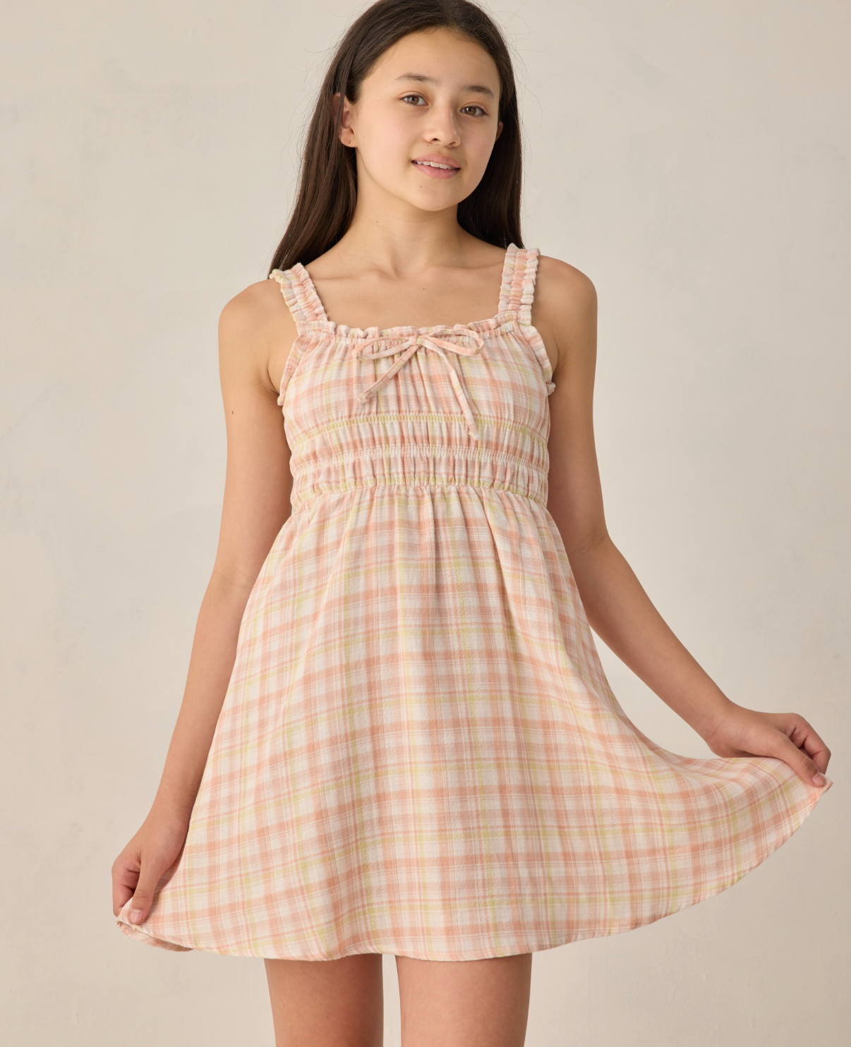 teen mini dress Jane Summer Plaid – Mon Chouchou tiered cotton dress Empire Neckline Vali Resort Flowy Sleeveless Size:Medium Tall