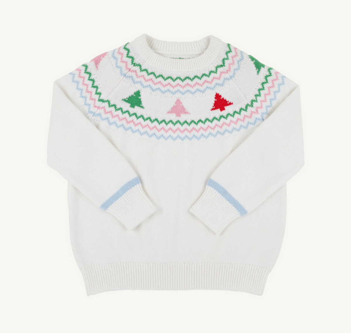 Isabelle's Fair Isle Sweater Palmetto Pearl/ Christmas Trees