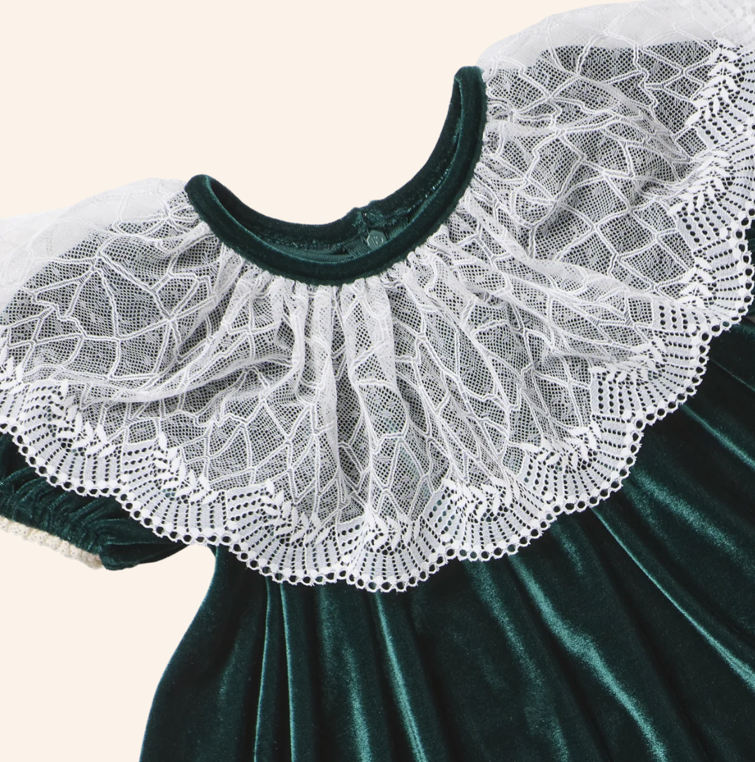 Baby Girls Caroline Dress Set Evergreen Velour