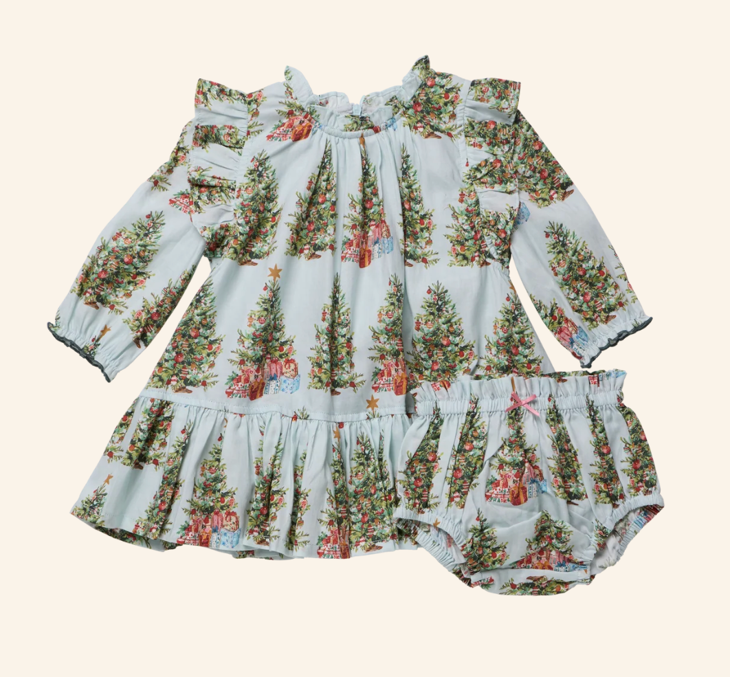 Baby Girls Harper Dress Set Trees and Presents