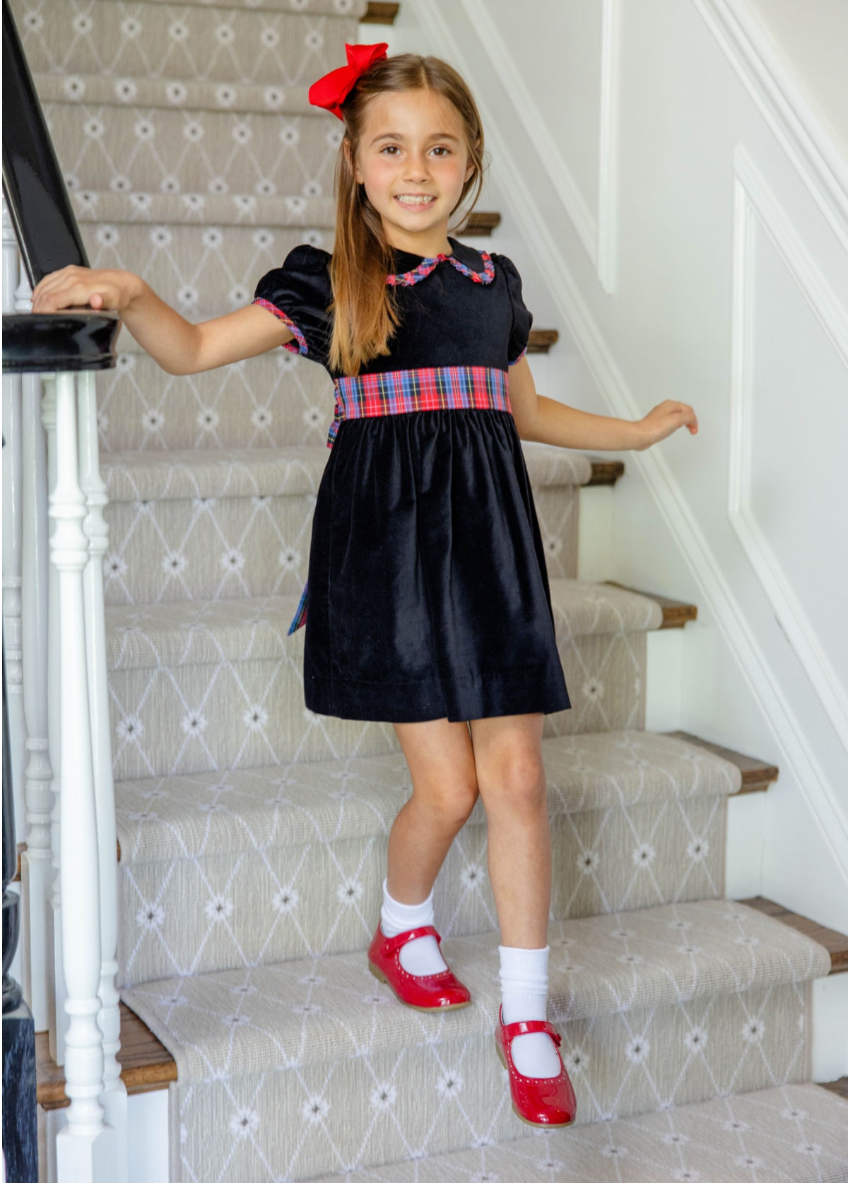 Cindy Lou Sash Dress Newport Night Velveteen Bucktown Tartan