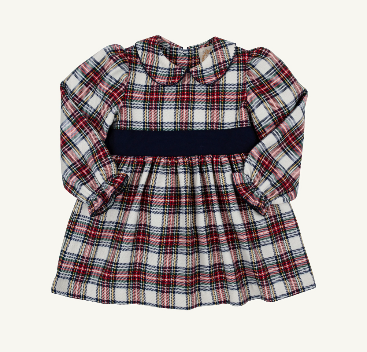 Long Sleeve Cindy Lou Sash Dress Paris Pike Plaid/ Nantucket Navy