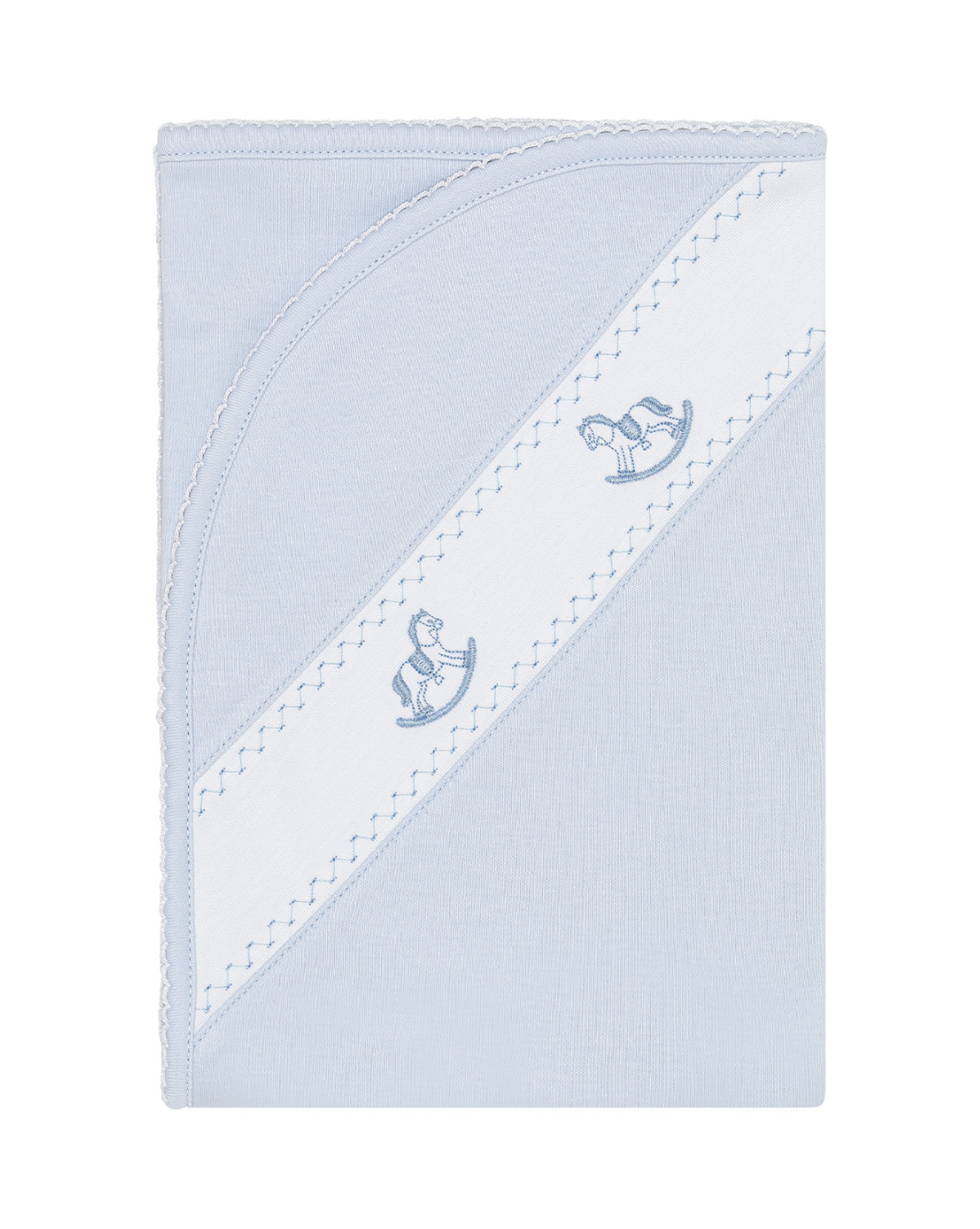 Blue Rocking Horse Embroidered Blanket