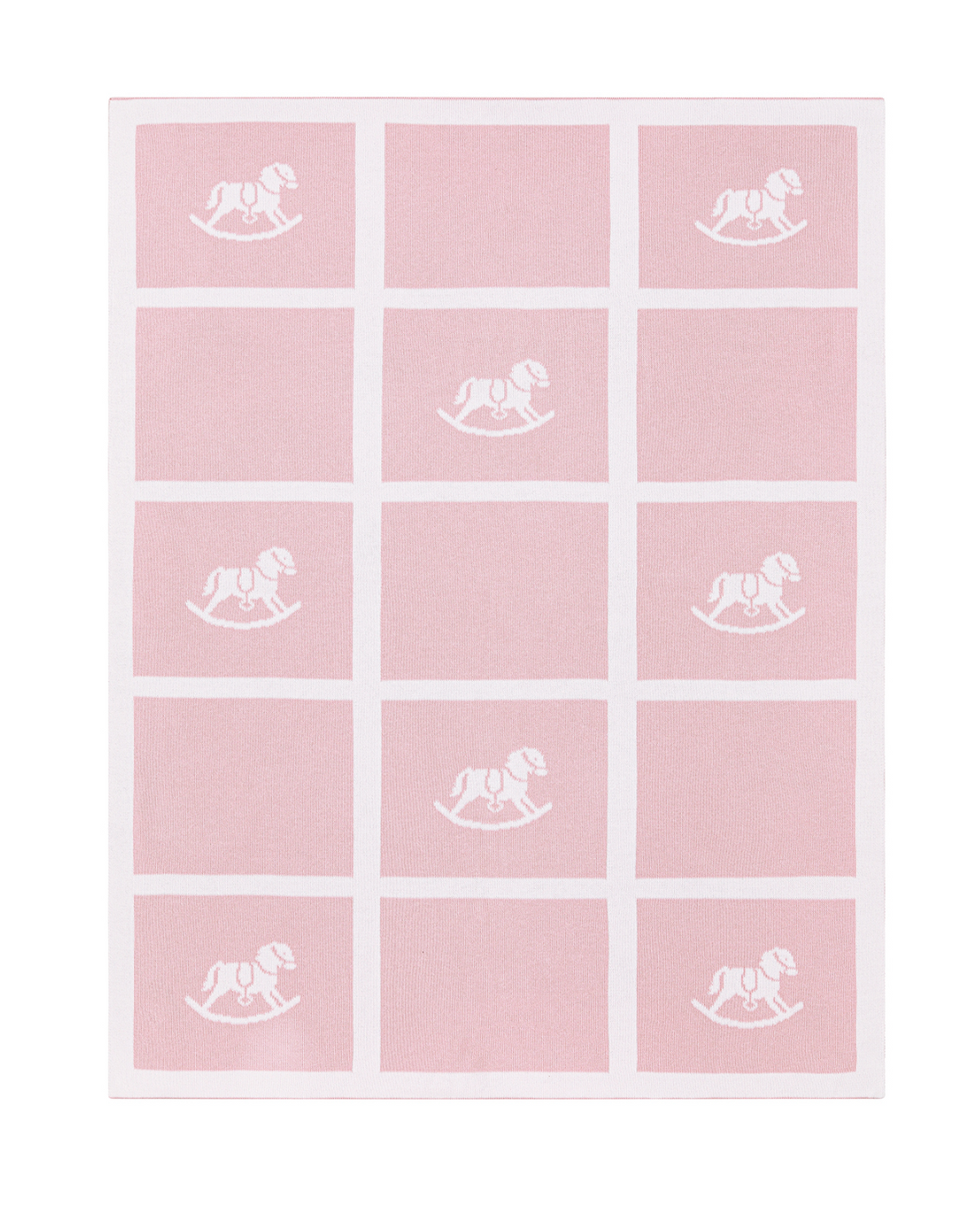 Pink Rocking Horse Knit Blanket