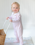 Spotted Girl Puppy Collared Pima Footie | Lt Pink
