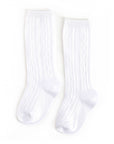 White Cable Knit Knee High Socks
