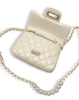 Pearl Closure Quilted Purse Black
