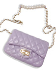 Pearl Closure Quilted Purse Black