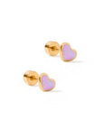 Screwback Stud Earrings - Nora Heart Purple