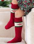 Poinsettia Lace Top Knee High Socks